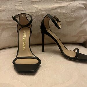 Stuart Weitzman Black Ankle Strap Heels